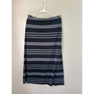 Y2K Striped Maxi Skirt Casual‎  Knit Long Womens Gray Black Grunge Normcore